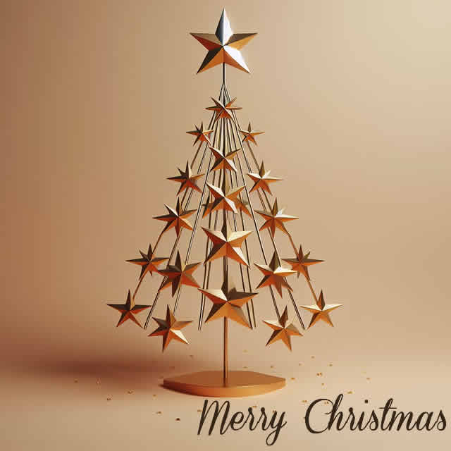 Image with Merry Christmas text with tree made with saddles, suitable for business wishes, serious but beautiful