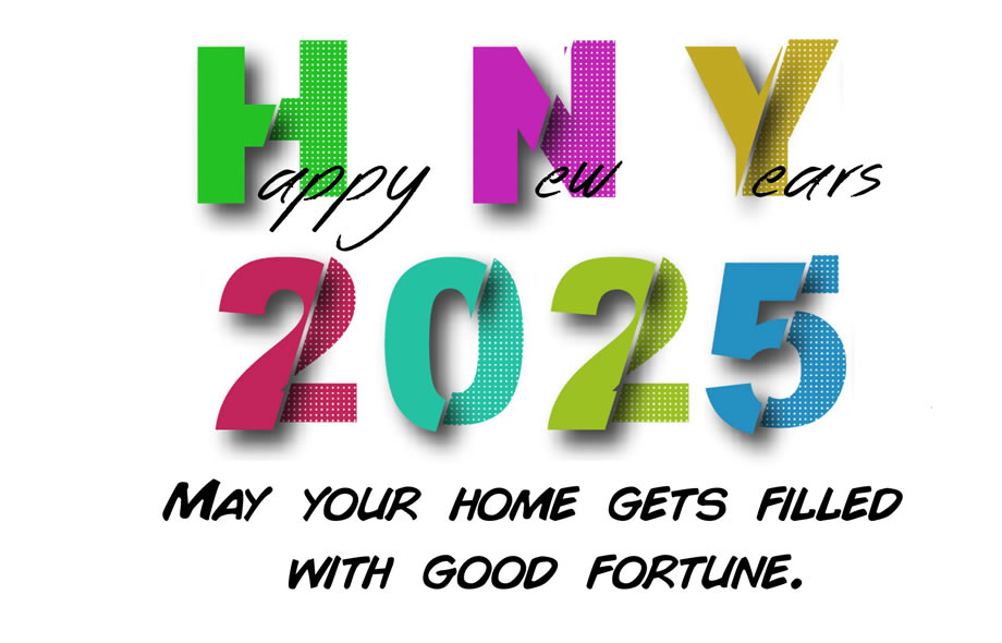 Colorful image of Happy New Year 2025 with good luck.