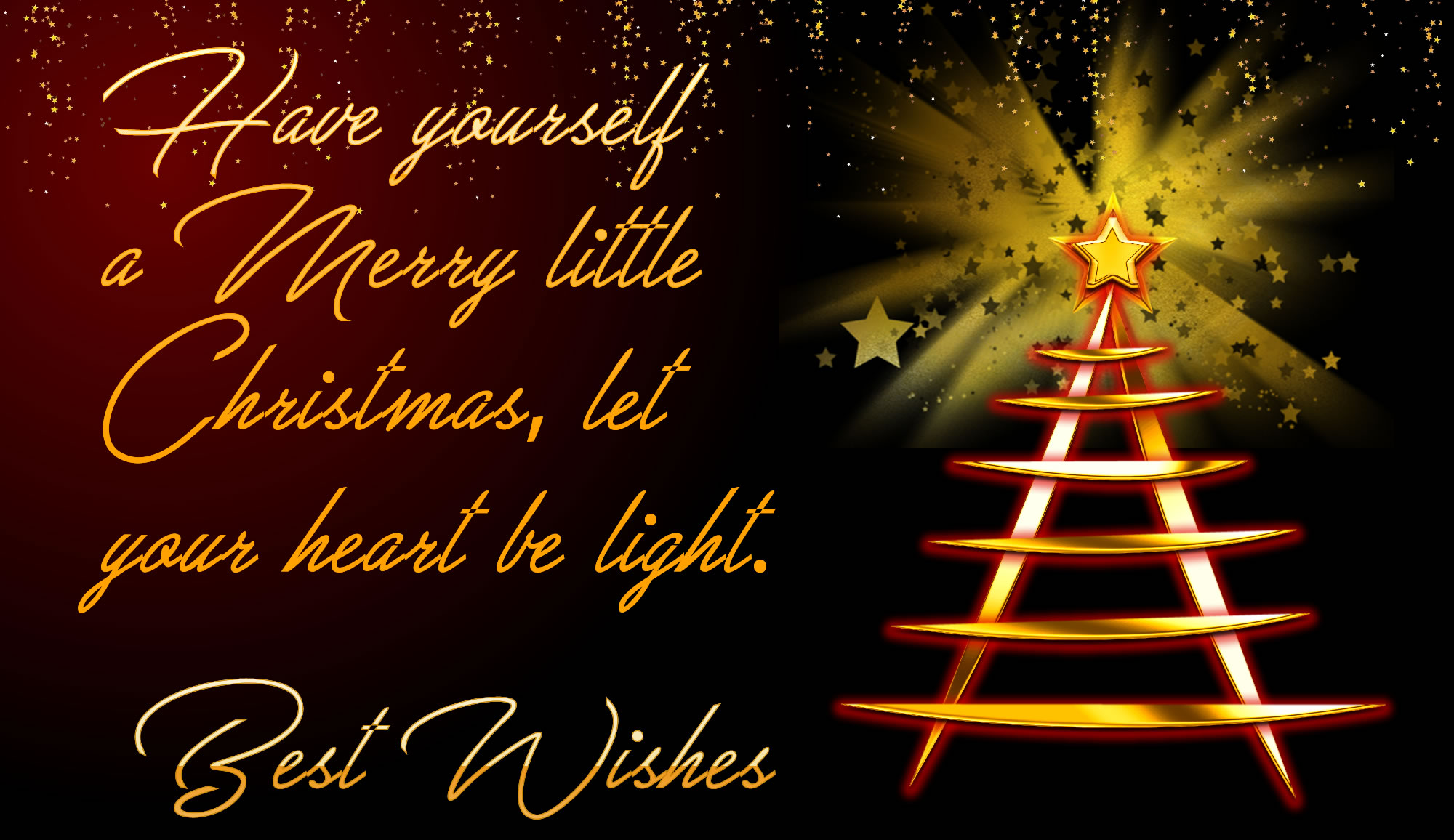 Image with shimmering christmas tree and dedication with text.