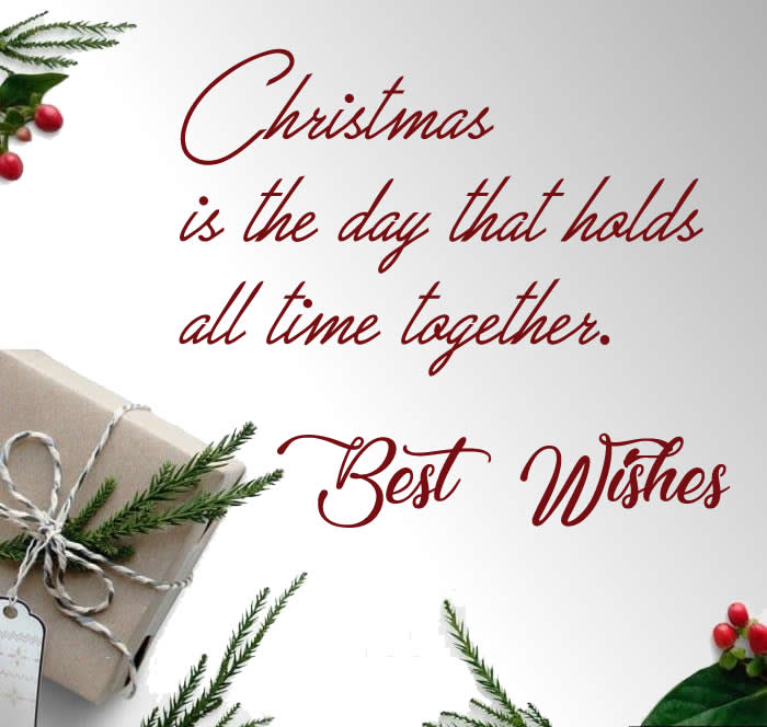 Elegant image with decorations and Christmas gifts with phrase for greeting cards