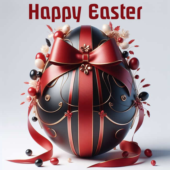 Elegant Easter egg with ribbon and red bow